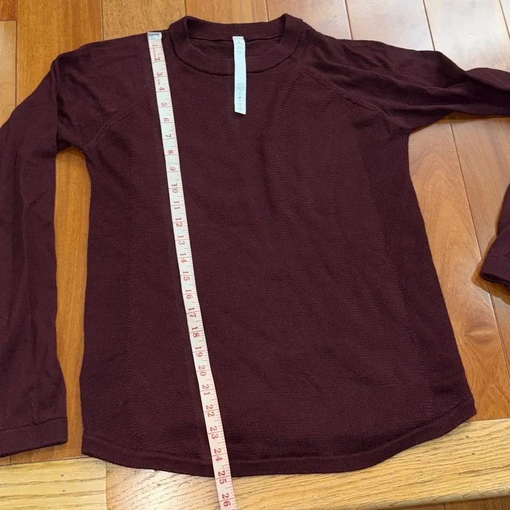 Lululemon Women's Burgundy Long Sleeve Merino‎ Wool Sweater Size 10